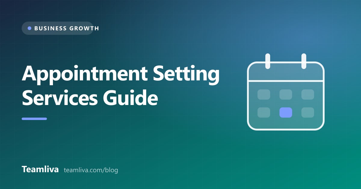 Teamliva (Team Liva) cover graphic: Appointment Setting Services Guide, with a calendar icon