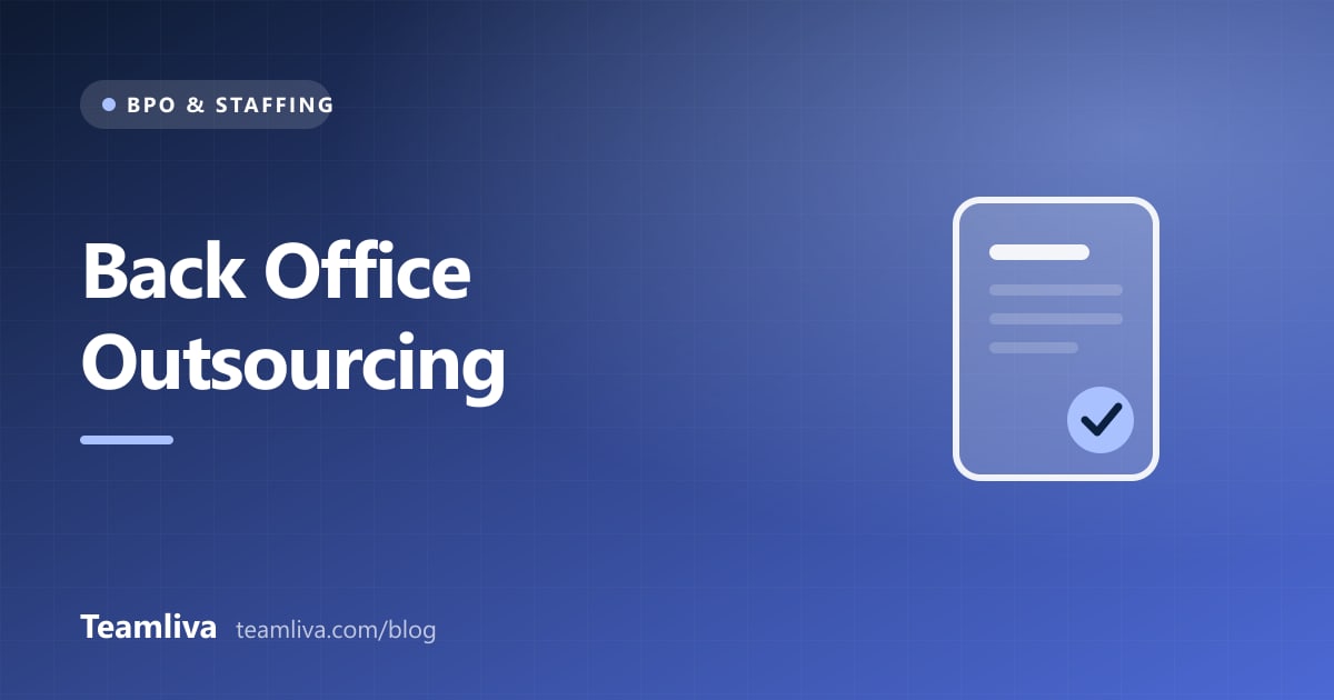 Teamliva cover graphic: Back Office Outsourcing, with a document and checkmark icon