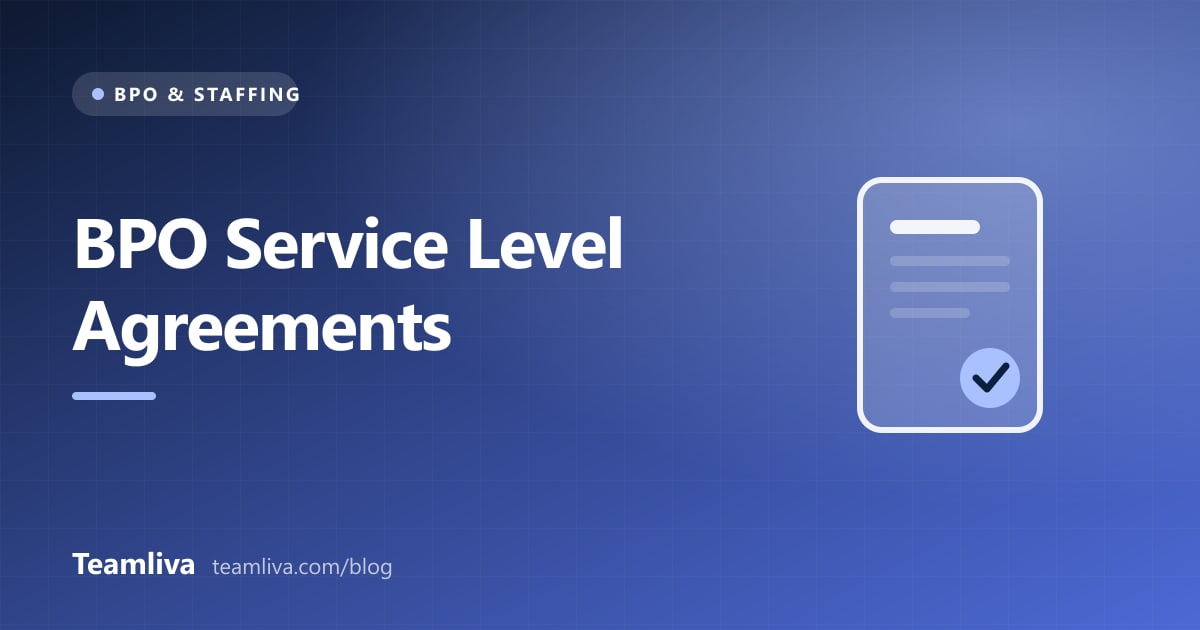 Teamliva cover graphic: BPO Service Level Agreements, with a document and checkmark icon