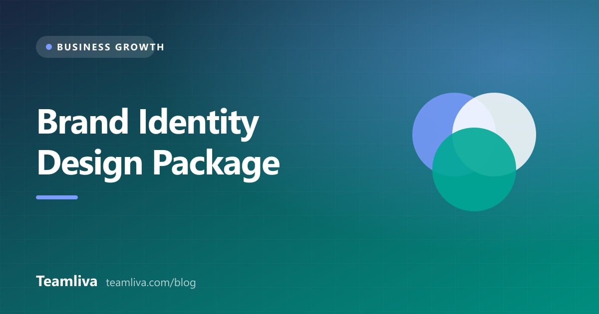 Teamliva cover graphic: Brand Identity Design Package, with overlapping colour circles