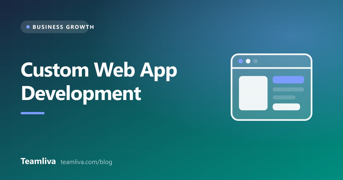 Teamliva cover graphic: Custom Web App Development, with a browser window icon