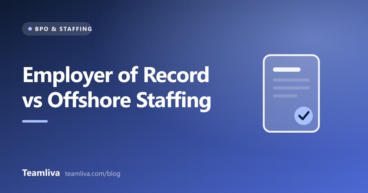 Teamliva (Team Liva) cover graphic: Employer of Record vs Offshore Staffing, with a doc icon