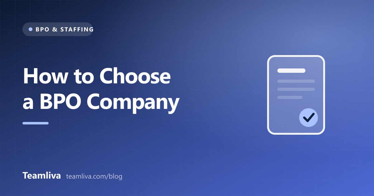 Teamliva (Team Liva) cover graphic: How to Choose a BPO Company, with a doc icon