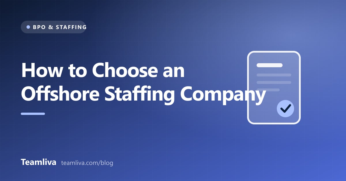 Teamliva (Team Liva) cover graphic: How to Choose an Offshore Staffing Company, with a doc icon