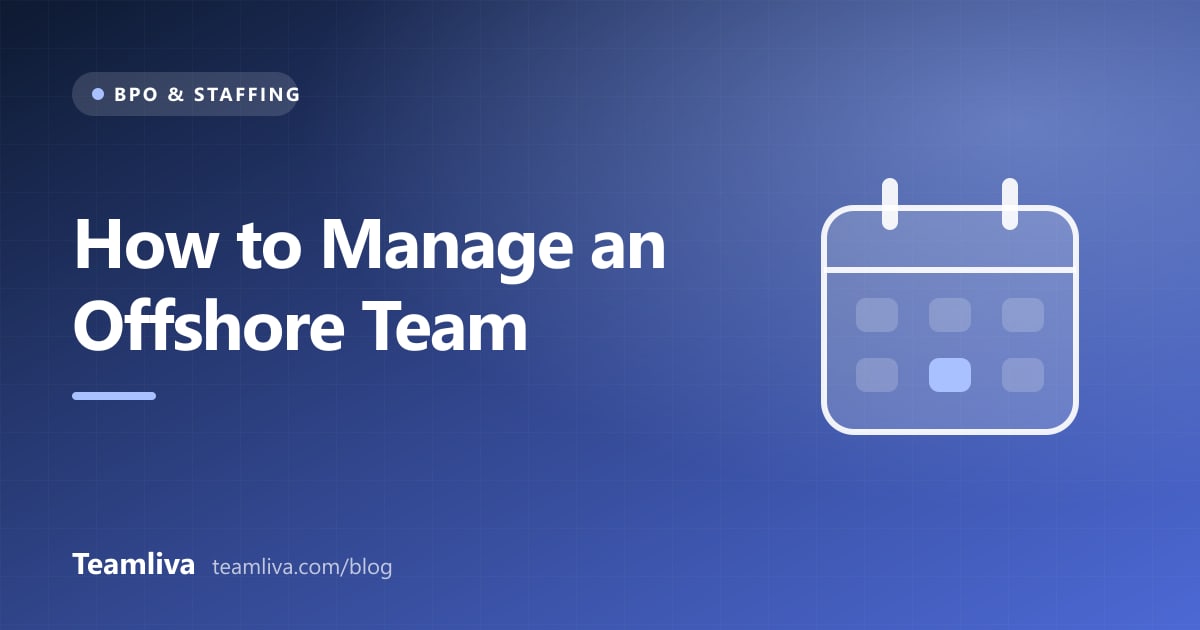 Teamliva (Team Liva) cover graphic: How to Manage an Offshore Team, with a calendar icon