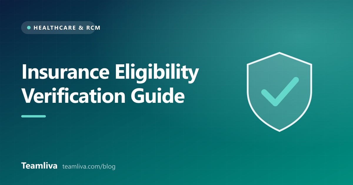 Teamliva (Team Liva) cover graphic: Insurance Eligibility Verification Guide, with a shield icon