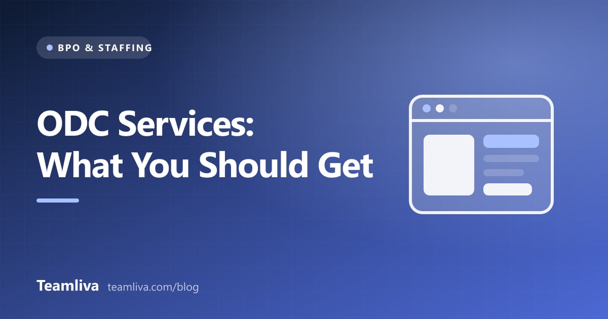 Teamliva (Team Liva) cover graphic: ODC Services: What You Should Get, with a browser icon