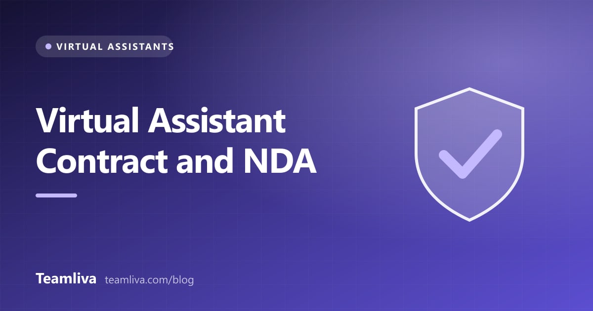Teamliva (Team Liva) cover graphic: Virtual Assistant Contract and NDA, with a shield icon