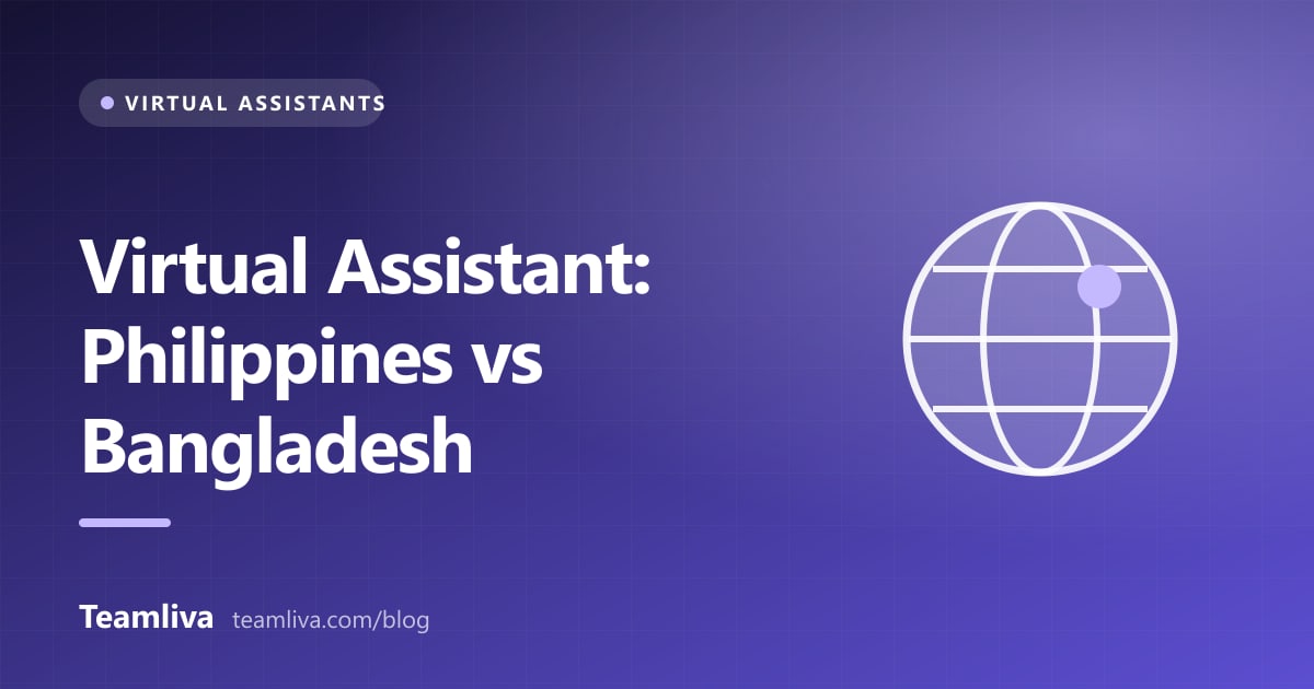 Teamliva (Team Liva) cover graphic: Virtual Assistant: Philippines vs Bangladesh, with a globe icon