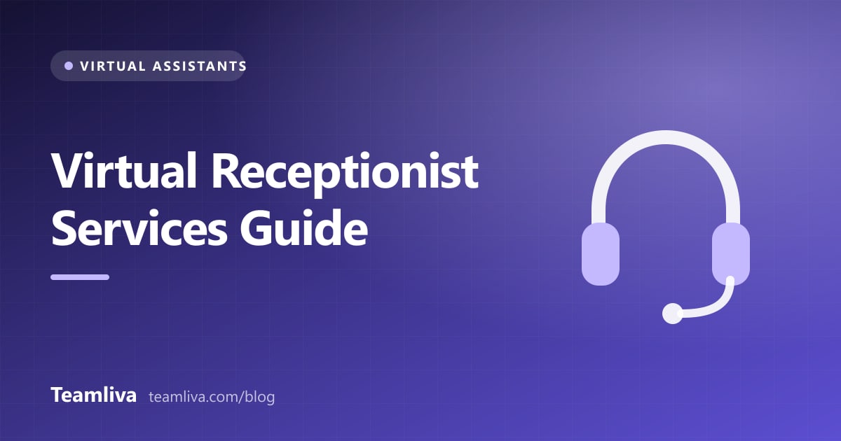 Teamliva (Team Liva) cover graphic: Virtual Receptionist Services Guide, with a headset icon